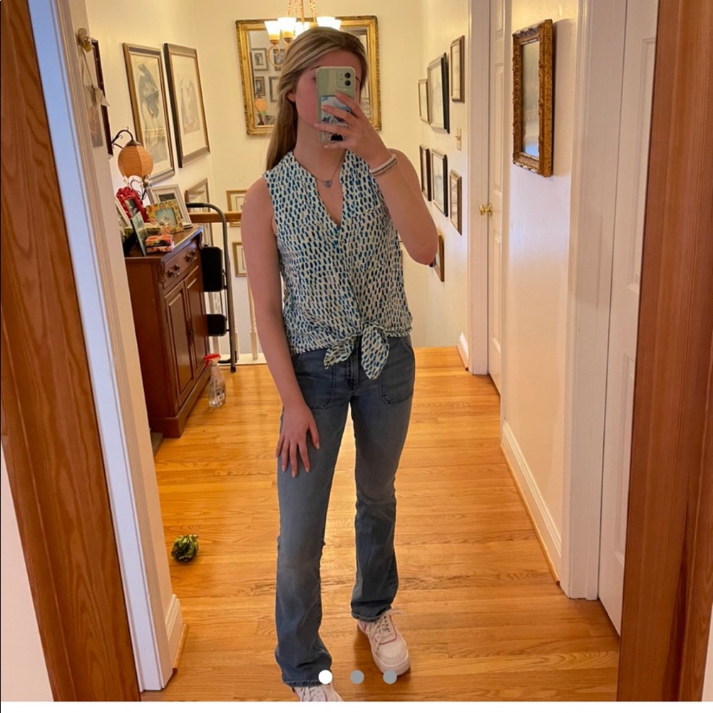 Maeve shades of blue button up tank